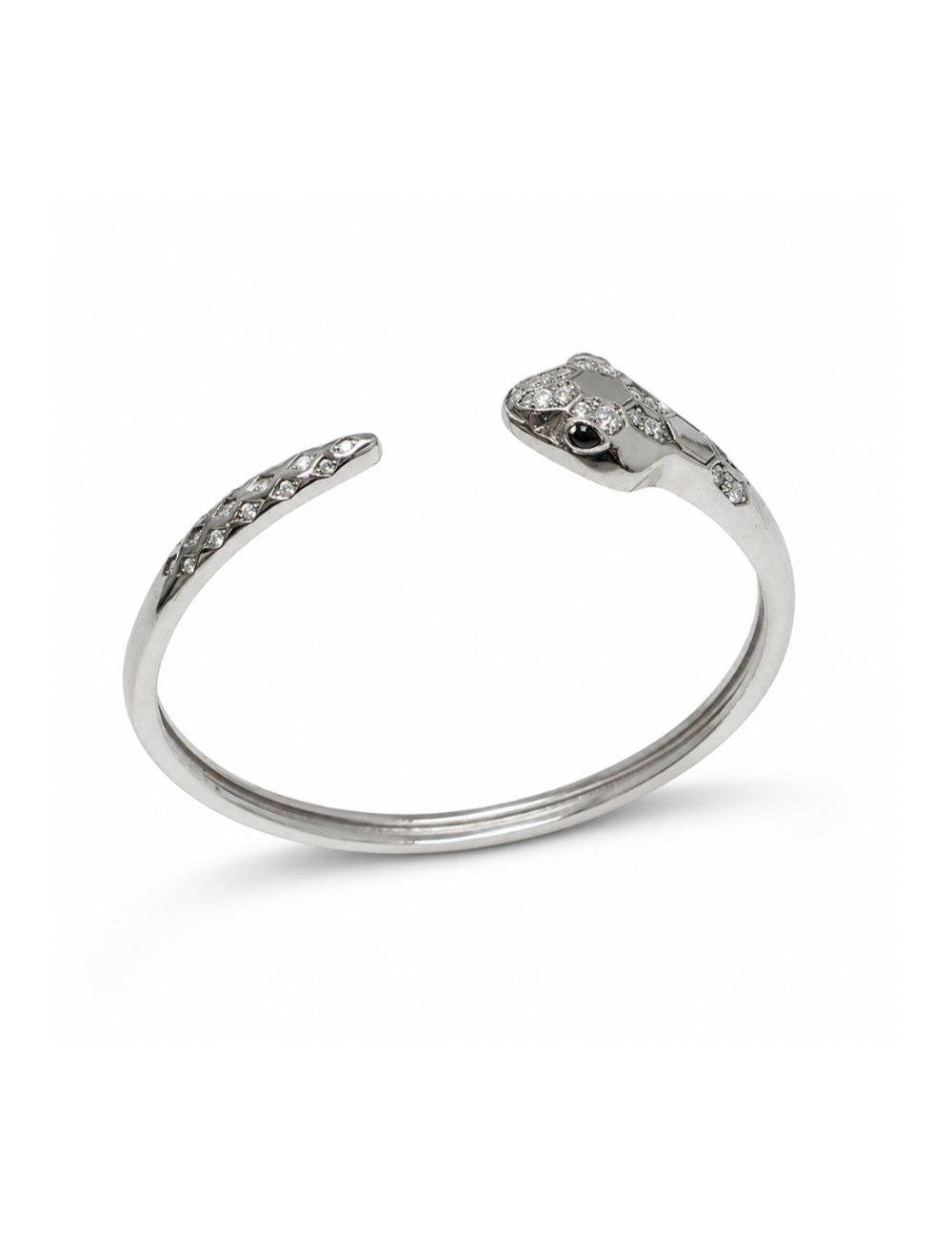 Serpentine Crystal Sterling Silver Bangle