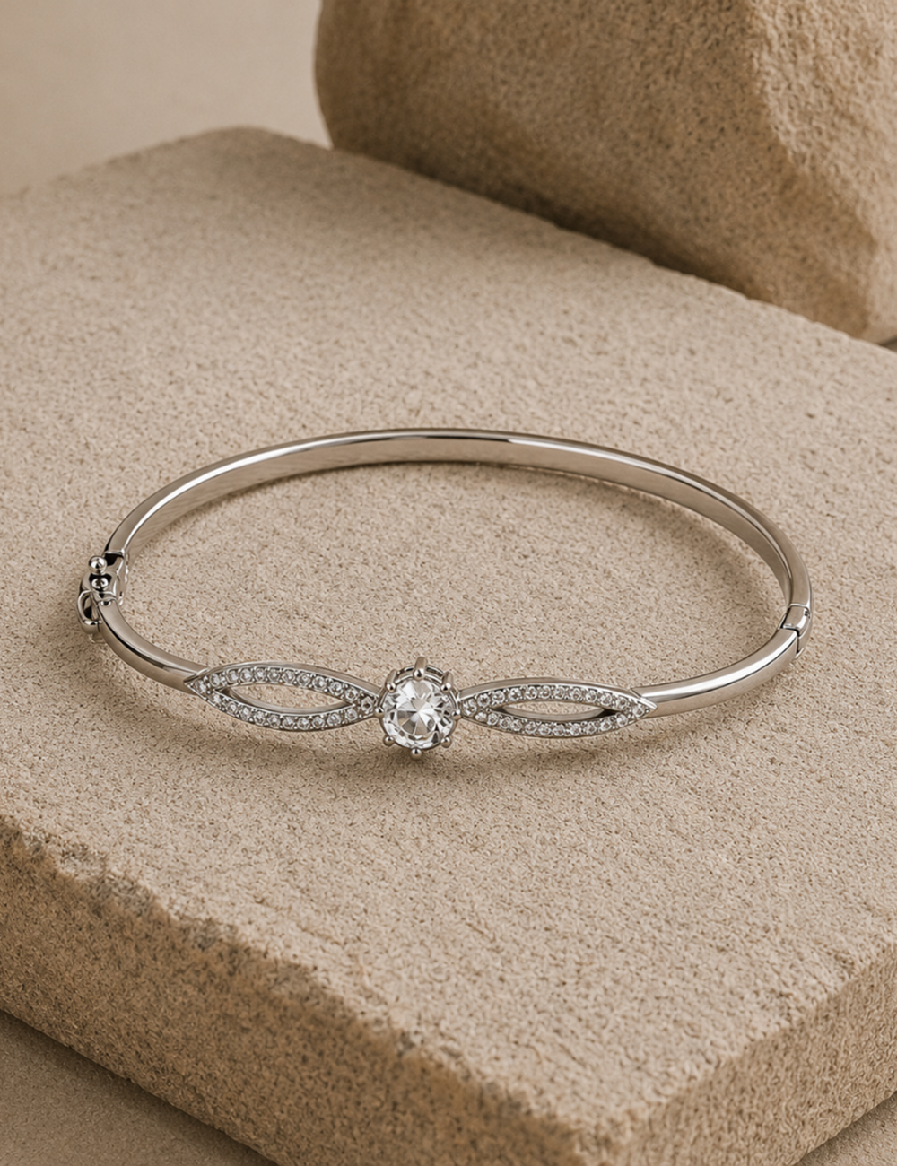 Celeste Solitaire Sterling Silver Bangle