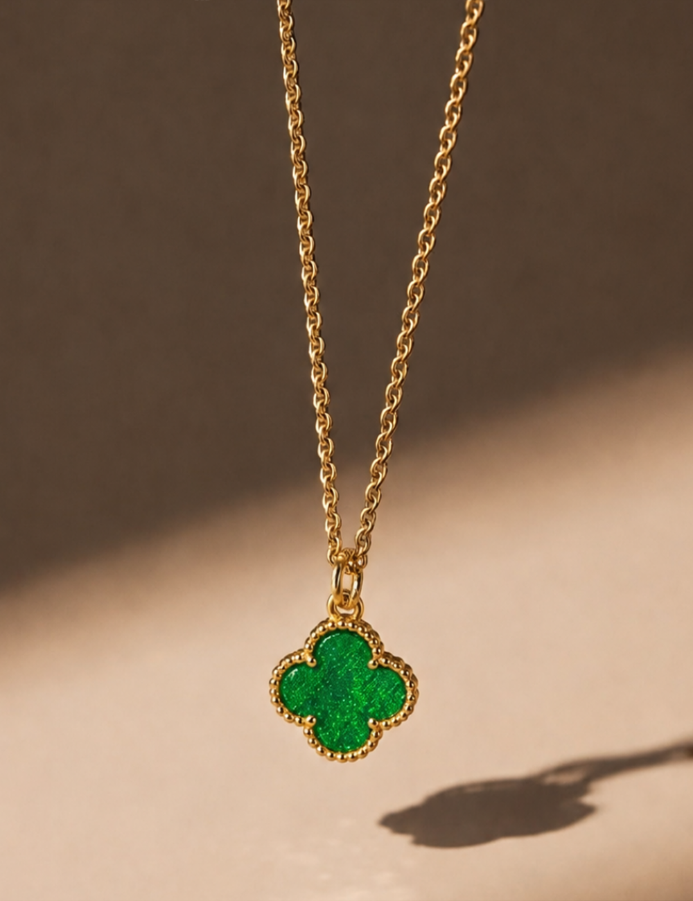 Emerald Clover Gold-Plated Sterling Silver Necklace