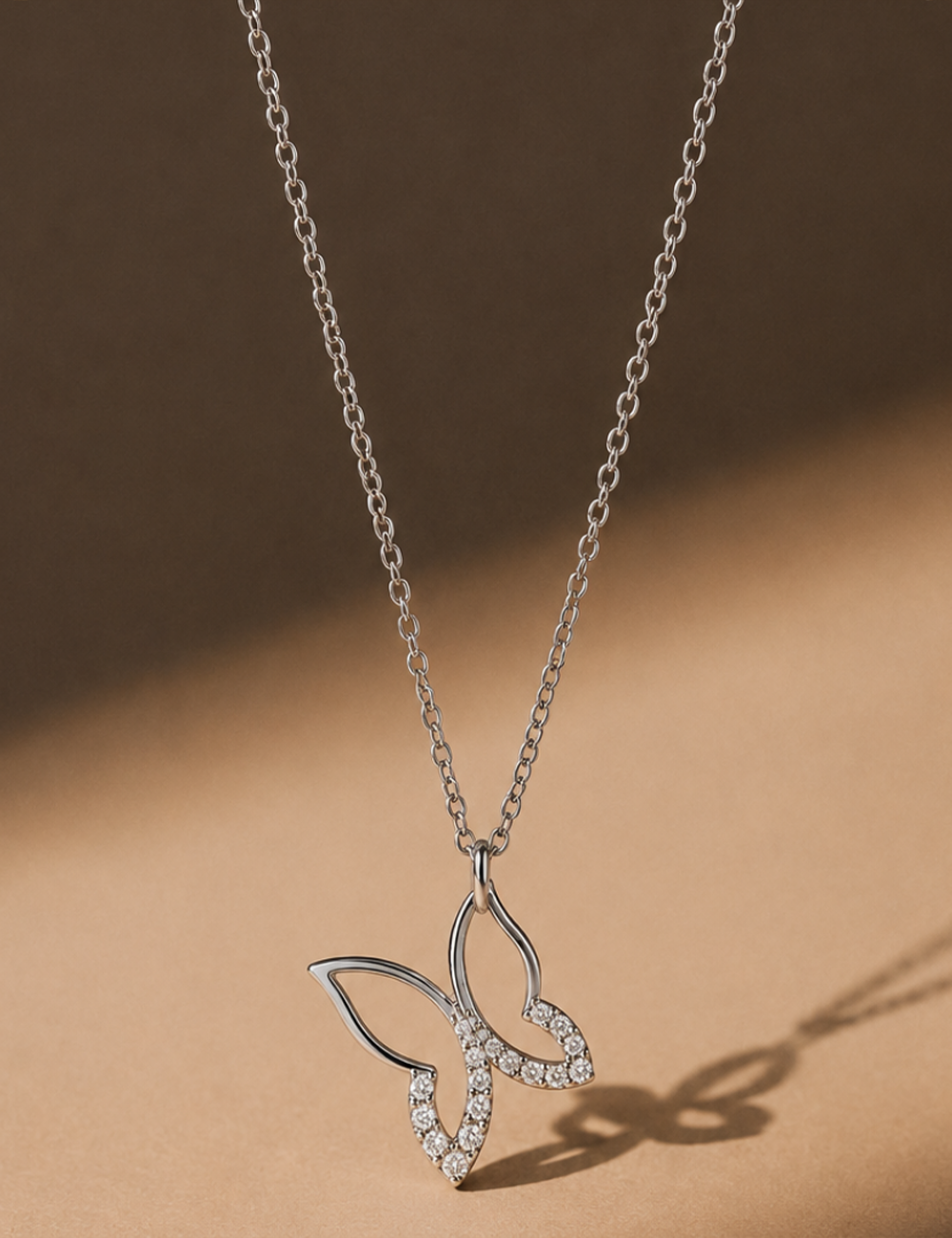 Flutter Crystal Sterling Silver Necklace