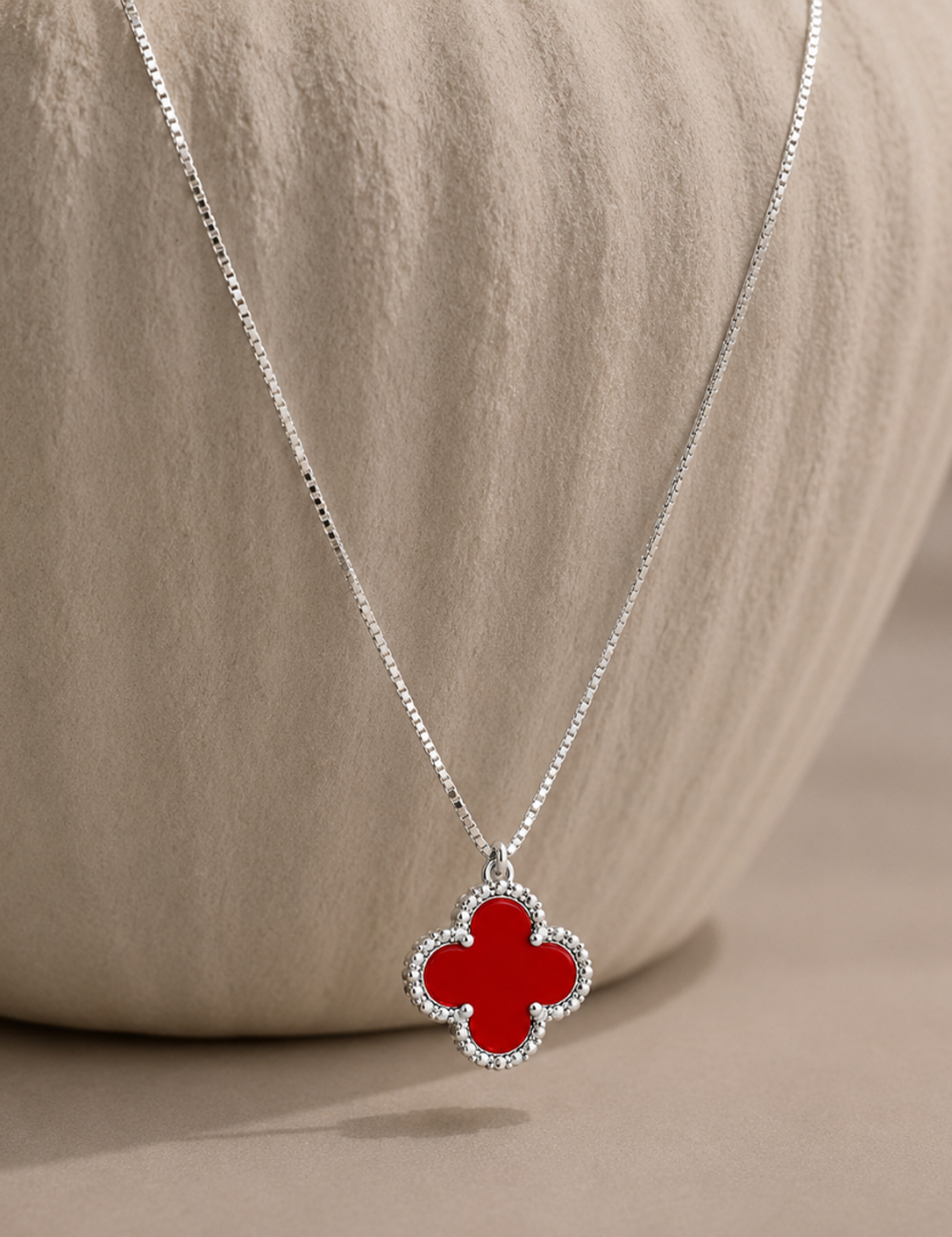 Scarlet Clover Sterling Silver Necklace