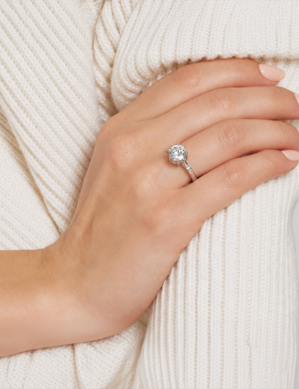 Aurora Sterling Silver Solitaire Ring