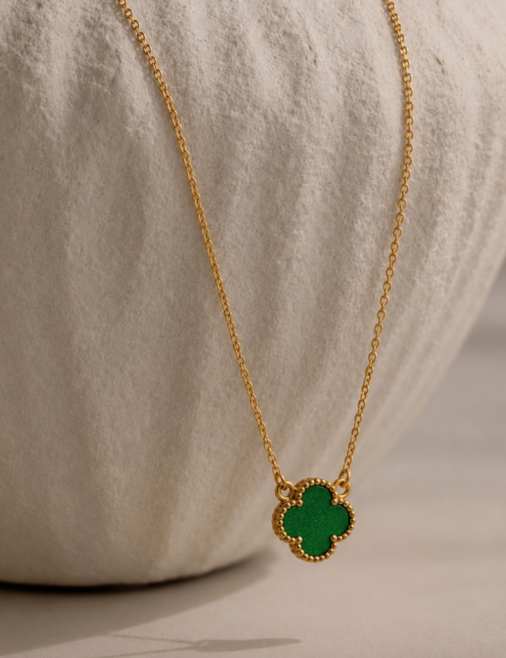 Emerald Clover Gold-Plated Sterling Silver Necklace