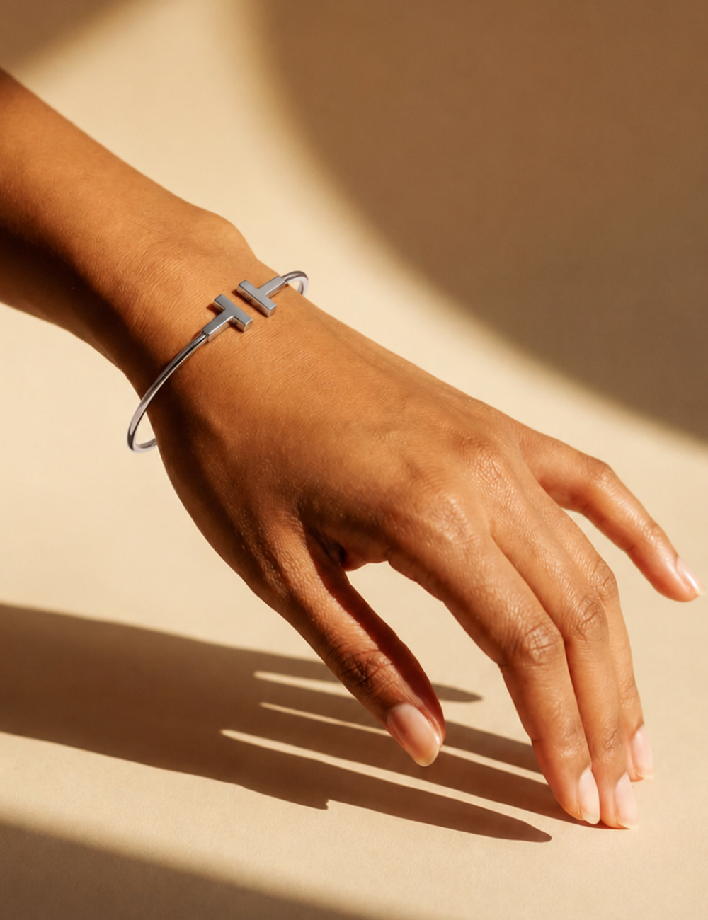 Twin T Silver Bangle