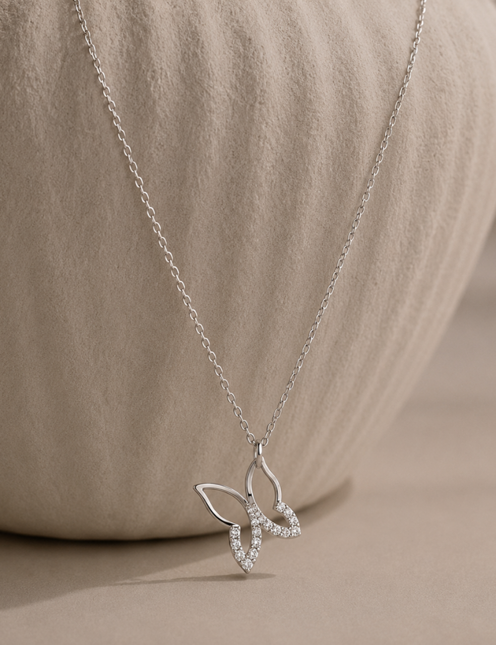 Flutter Crystal Sterling Silver Necklace