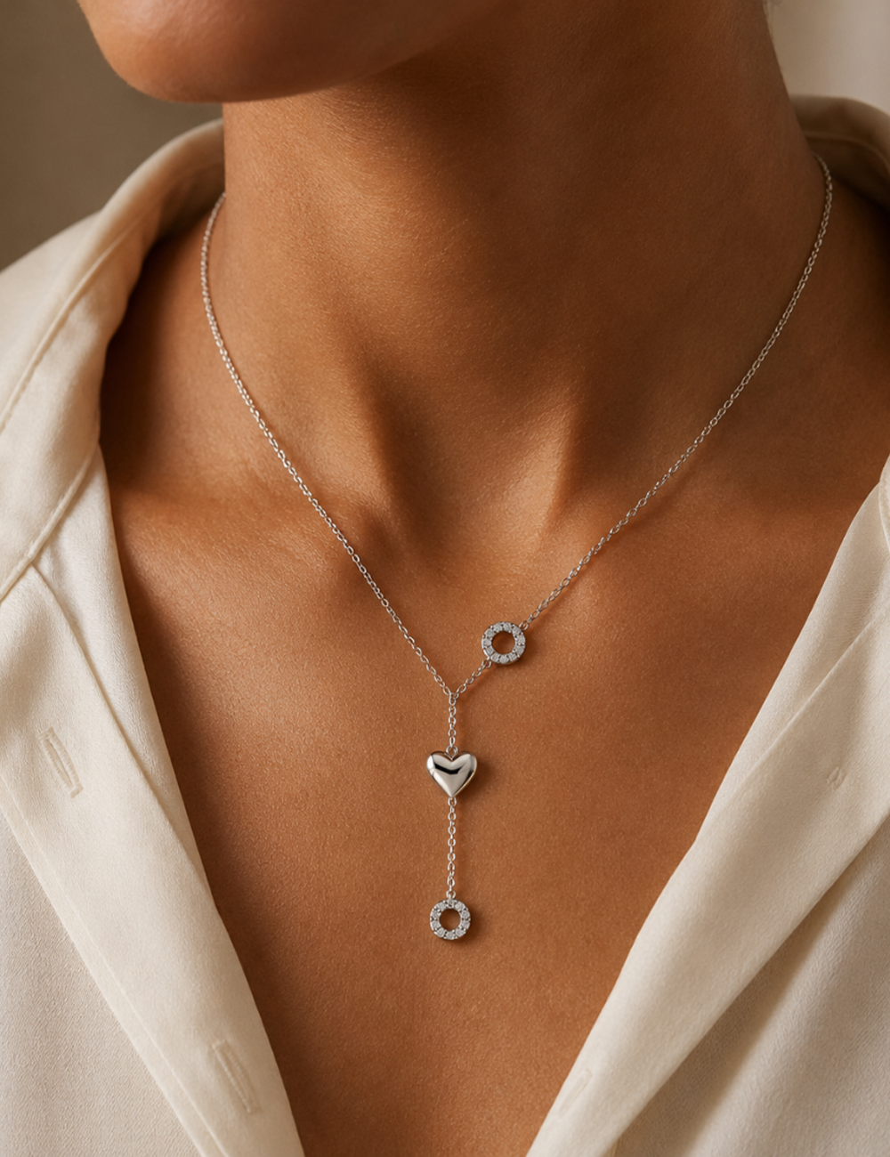 Amour Drop Sterling Silver Necklace