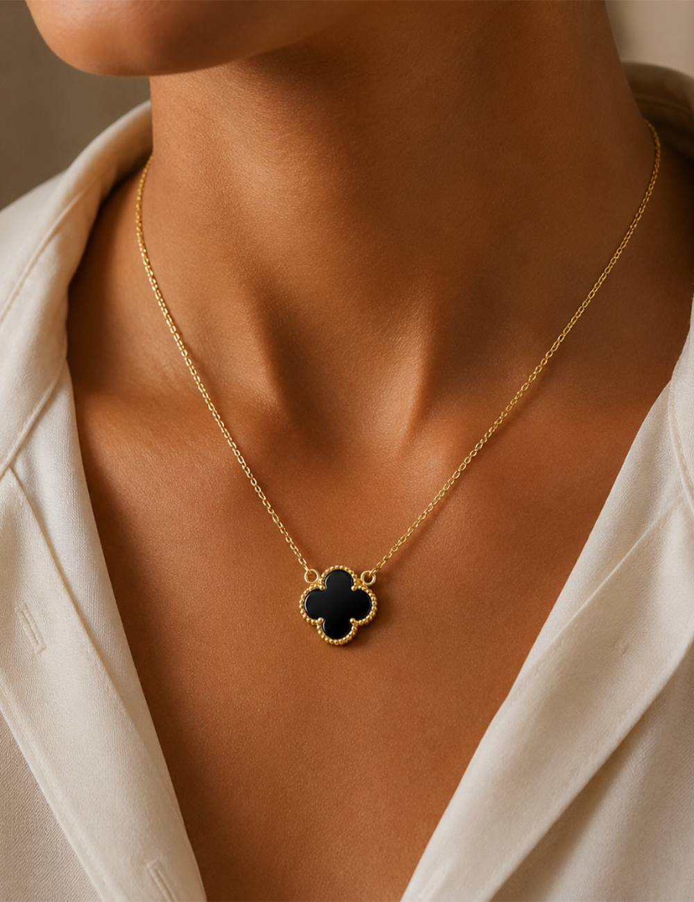 Noir Clover Gold-Plated Sterling Silver Necklace