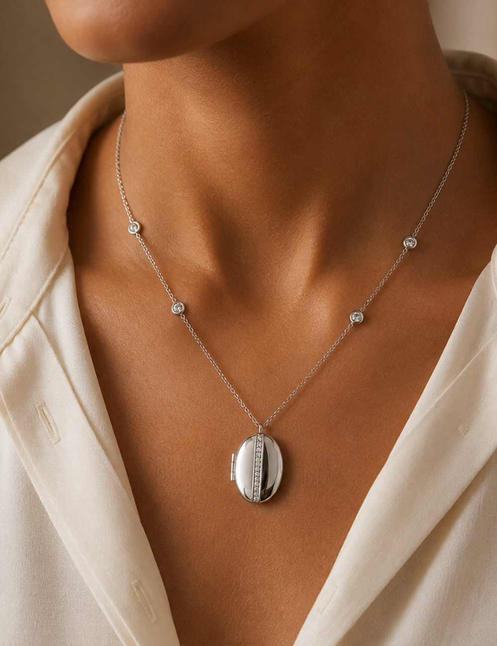 Eterna Oval Openable Locket Necklace