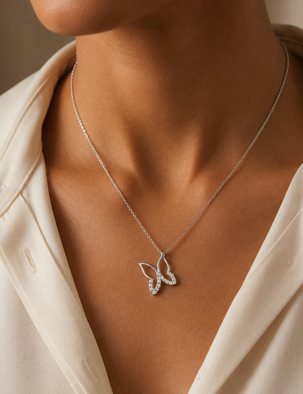 Flutter Crystal Sterling Silver Necklace