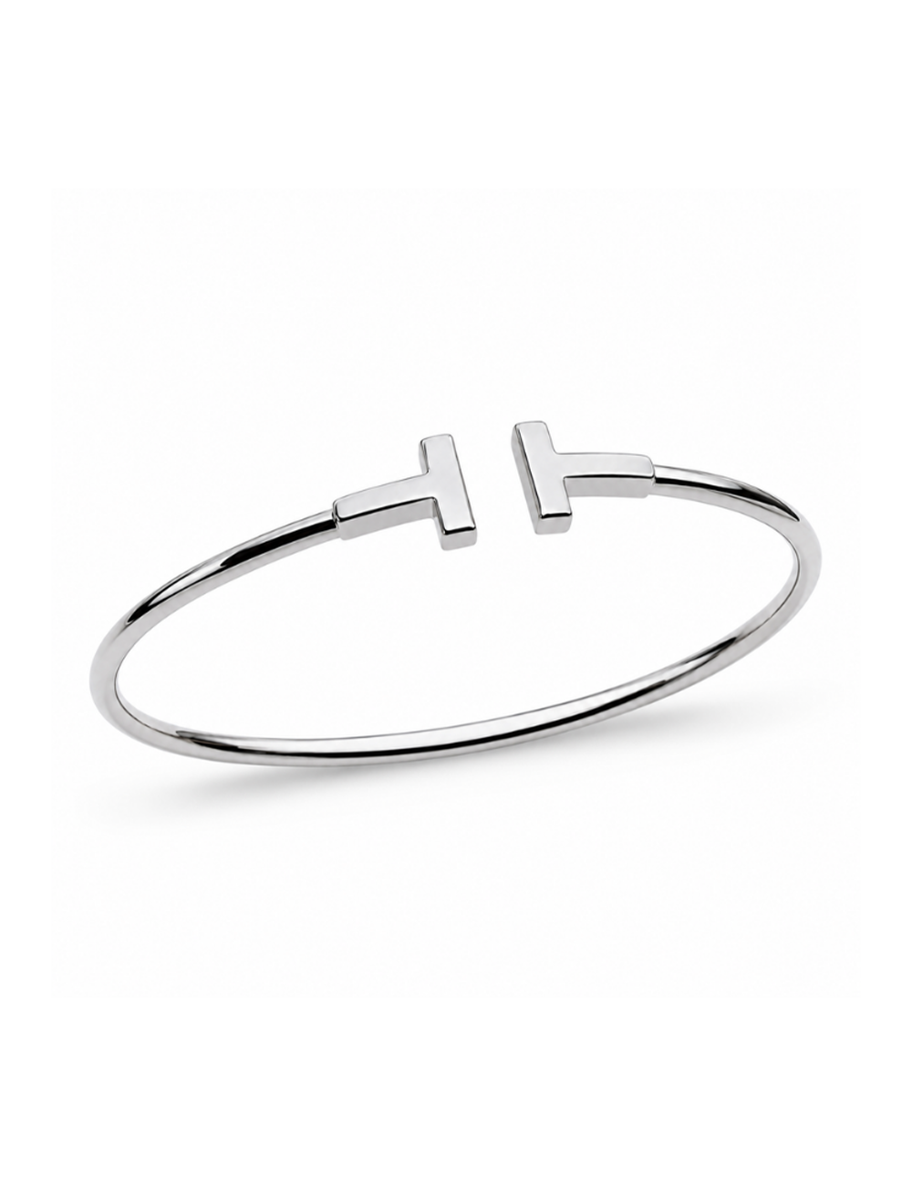 Twin T Silver Bangle