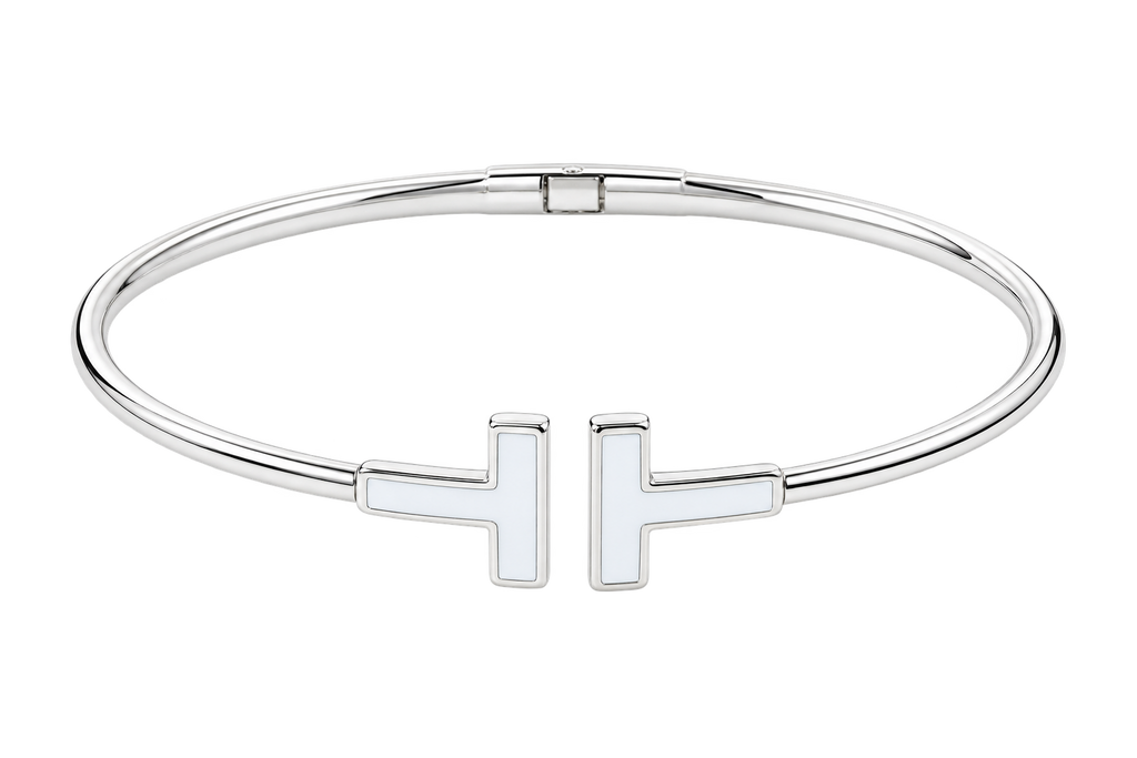Twin T Silver Bangle