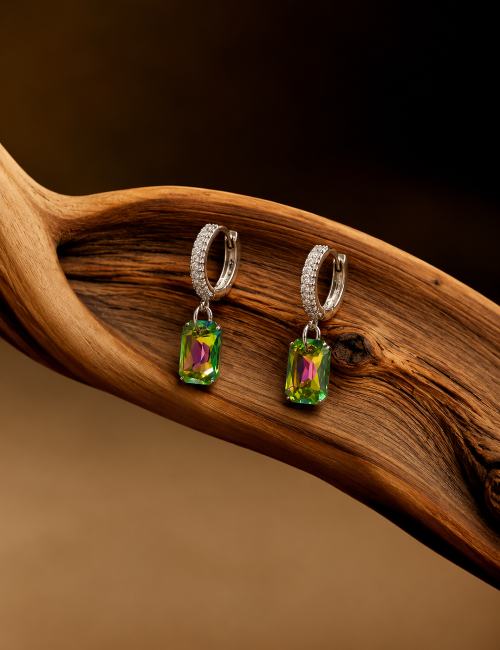 Prism Multicolour Crystal Hoops