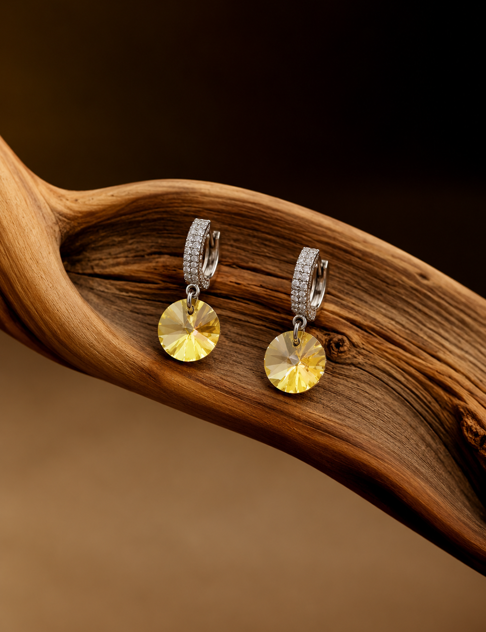 Solara Citrine Drop Hoops