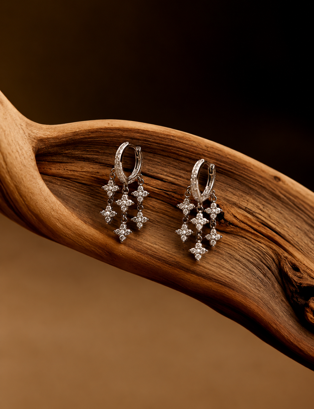 Celeste Crystal Fringe Hoops